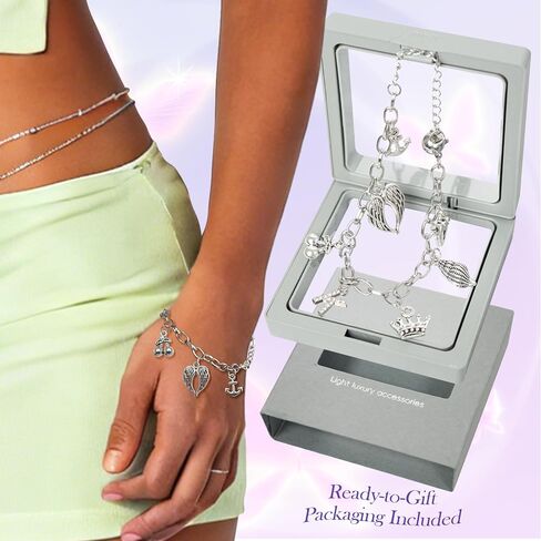 Katseye Charm Bracelet for Fans, Katseye Merch Link Bracelet with 7 Symbolic Charms, Adjustable Stainless Steel Chain Bracelets, Concert & Music Festival Jewelry Gift in Saudi Arabia