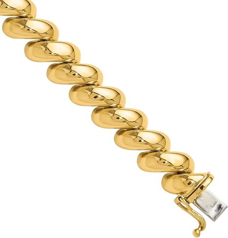 IceCarats 14K الذهب الأصفر الصلب 10 مم سلسلة ربط مكتنزة سوار سان ماركو مصقول، ملتوي in Kuwait