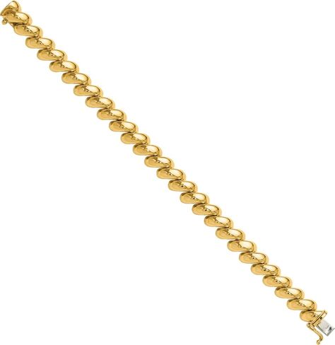 IceCarats 14K الذهب الأصفر الصلب 10 مم سلسلة ربط مكتنزة سوار سان ماركو مصقول، ملتوي in Kuwait