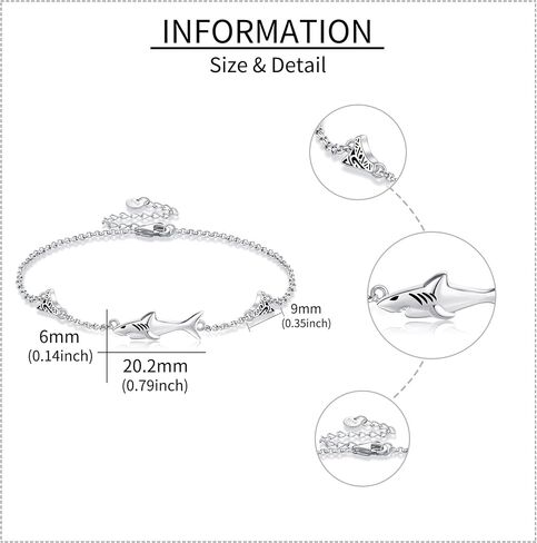Shark Bracelet 18K White Gold Plated Shark Bracelet Sea Shark Bracelet Jewelry Gifts for Women in Saudi Arabia