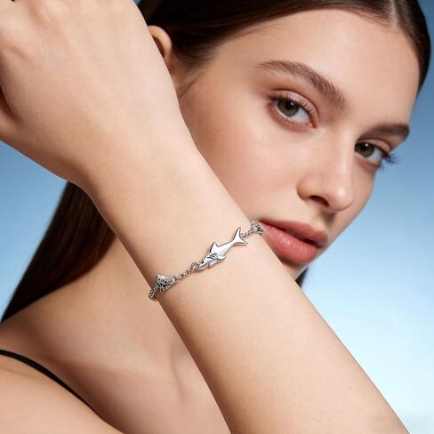 Shark Bracelet 18K White Gold Plated Shark Bracelet Sea Shark Bracelet Jewelry Gifts for Women in Saudi Arabia