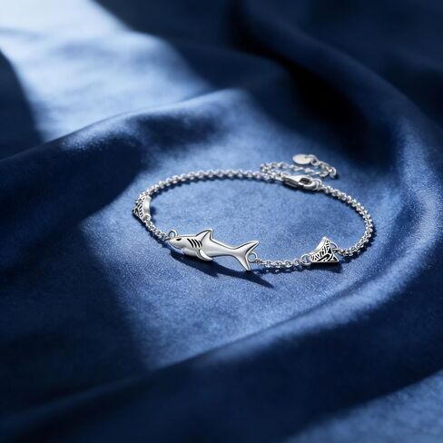 Shark Bracelet 18K White Gold Plated Shark Bracelet Sea Shark Bracelet Jewelry Gifts for Women in Saudi Arabia
