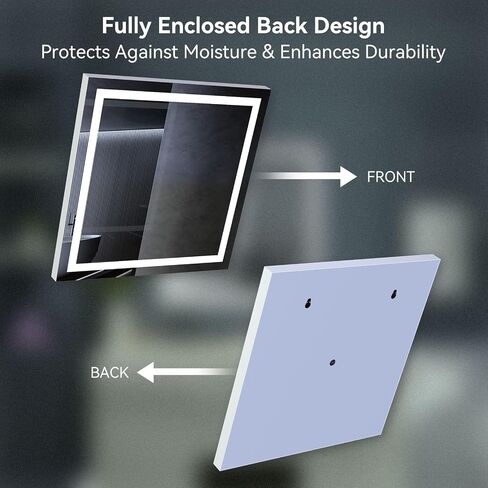 LED Lighted Bathroom Mirror with Anti-Fog, Square Wall Mounted Vanity Mirror with Smart Touch Button, Memory Function, Adjustable Warm White/Natural/Daylight Lights(24x24 inches) in Saudi Arabia