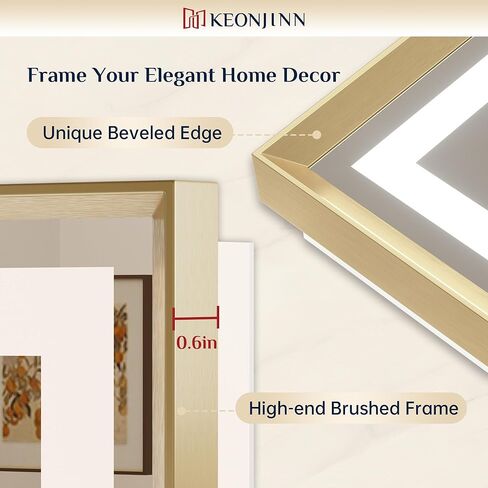 Keonjinn LED Mirror for Bathroom 24 x 30 in, Gold Frontlit & Backlit Bathroom Mirror with Lights, Brushed Beveled Framed, Tempered Glass, UL Listed LED Driver, 3 Color Temperature, Anti-Fog, Dimmable in Saudi Arabia