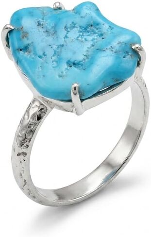 Natural Sleeping Beauty Turquoise 925 Solid Sterling Silver Ring Size 6.5, 7.5 in Saudi Arabia