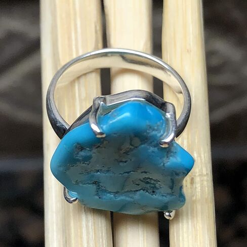 Natural Sleeping Beauty Turquoise 925 Solid Sterling Silver Ring Size 6.5, 7.5 in Saudi Arabia