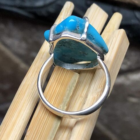 Natural Sleeping Beauty Turquoise 925 Solid Sterling Silver Ring Size 6.5, 7.5 in Saudi Arabia