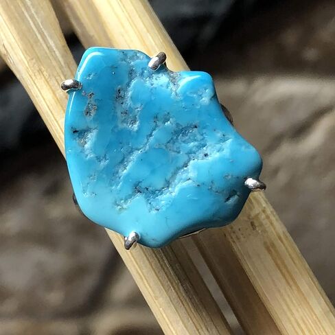 Natural Sleeping Beauty Turquoise 925 Solid Sterling Silver Ring Size 6.5, 7.5 in Saudi Arabia