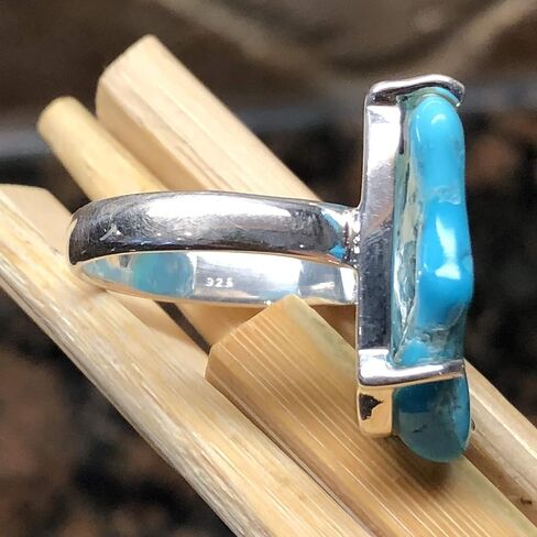Natural Sleeping Beauty Turquoise 925 Solid Sterling Silver Ring Size 6.5, 7.5 in Saudi Arabia
