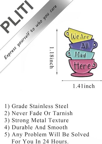 PLITI Princess Lover Brooch Pin Fairy Tale Gift We Are All Mad Here Gifts Smiling Cat Fan Enamel Pin in Kuwait