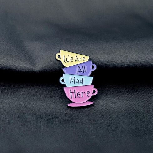 PLITI Princess Lover Brooch Pin Fairy Tale Gift We Are All Mad Here Gifts Smiling Cat Fan Enamel Pin in Kuwait