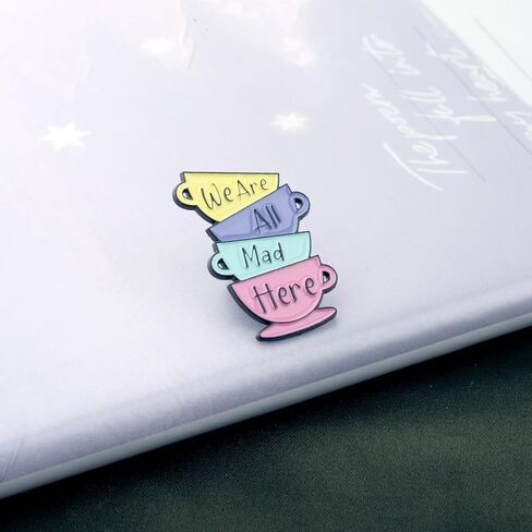 PLITI Princess Lover Brooch Pin Fairy Tale Gift We Are All Mad Here Gifts Smiling Cat Fan Enamel Pin in Kuwait