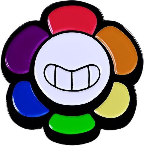Flower Rainbow Petals Smiley Face Enamel Pin, 1.5 inch in Saudi Arabia