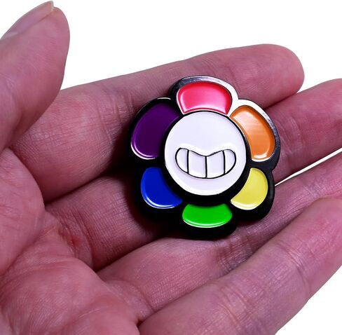 Flower Rainbow Petals Smiley Face Enamel Pin, 1.5 inch in Saudi Arabia