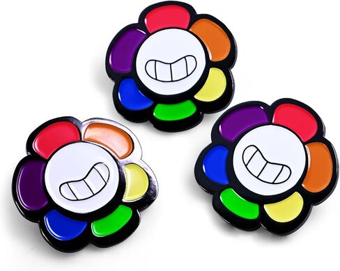 Flower Rainbow Petals Smiley Face Enamel Pin, 1.5 inch in Saudi Arabia