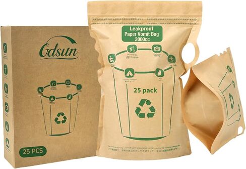 Vomit Bags Disposable 2000cc - Leakproof with Water-Resistant Inner Liner, Eco-Friendly FSC-Certified Paper for Adults, Kids, Pregnant Women - Car Travel, Morning & Motion Sickness (6 Pack) in Saudi Arabia