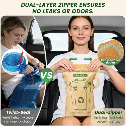 Vomit Bags Disposable 2000cc - Leakproof with Water-Resistant Inner Liner, Eco-Friendly FSC-Certified Paper for Adults, Kids, Pregnant Women - Car Travel, Morning & Motion Sickness (6 Pack) in Saudi Arabia