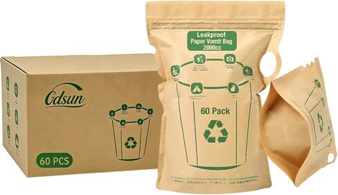 Vomit Bags Disposable 2000cc - Leakproof with Water-Resistant Inner Liner, Eco-Friendly FSC-Certified Paper for Adults, Kids, Pregnant Women - Car Travel, Morning & Motion Sickness (6 Pack) in Saudi Arabia