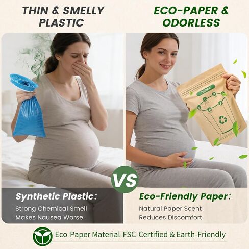 Vomit Bags Disposable 2000cc - Leakproof with Water-Resistant Inner Liner, Eco-Friendly FSC-Certified Paper for Adults, Kids, Pregnant Women - Car Travel, Morning & Motion Sickness (6 Pack) in Saudi Arabia