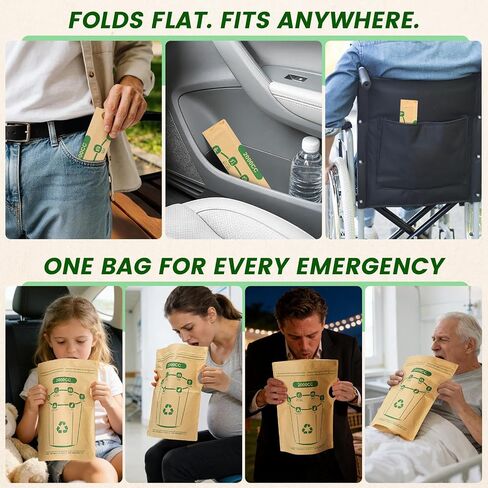 Vomit Bags Disposable 2000cc - Leakproof with Water-Resistant Inner Liner, Eco-Friendly FSC-Certified Paper for Adults, Kids, Pregnant Women - Car Travel, Morning & Motion Sickness (6 Pack) in Saudi Arabia