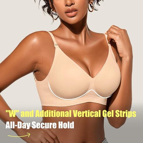 Low Back Bra for Women Wireless, Backless Low Cut V Neck Bralette, Invisible No Show Multiway Convertible Halter Bras (US, Alpha, Medium, Regular, Regular, Skin-02) in Saudi Arabia