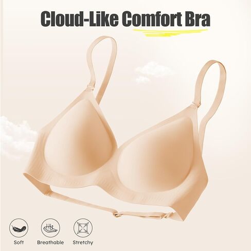 Low Back Bra for Women Wireless, Backless Low Cut V Neck Bralette, Invisible No Show Multiway Convertible Halter Bras (US, Alpha, Medium, Regular, Regular, Skin-02) in Saudi Arabia