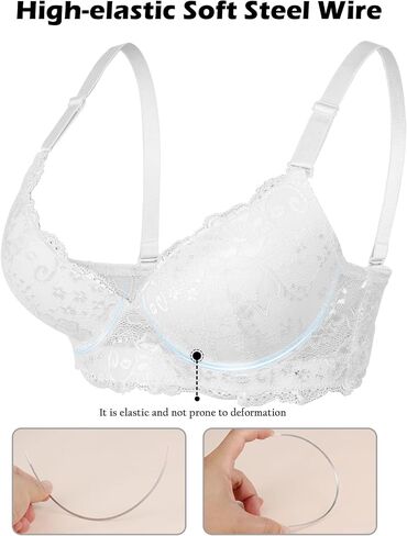 Women's Lace Underwire Bra Unlined Bralette Sexy Bra Deep V Floral Everyday Bras Lingerie Plus Size in Saudi Arabia