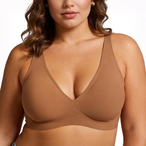 sheroine Womens Jelly Wireless Full Coverage Bra Seamless Push Up No Underwire T-Shirt V-Neck Comfort Everyday Support Bras in Saudi Arabia