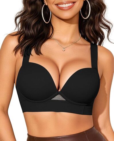 Upushall Push Up Bra Padded Add 2 Cups Longline T Shirt Everyday Plunge Bras for Women Underwire Support in Saudi Arabia