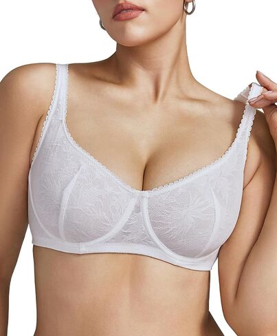 Women's Balconette Bra Push Up Unlined Underwire Lace U-Neck Demi Cup Sexy Plus Size 34C-42DDD in Saudi Arabia