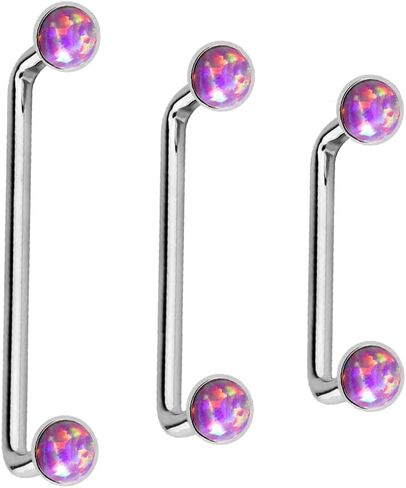 Luxe Modz 3 قطعة IMPLANT GRADE F136 تيتانيوم ملولبة داخليًا 14 مم 16 مم 19 مم ثقب الحديد الأساسي 14 جرام ثقب الزنمة السطحية 4 مم مجوهرات ثقب سطح العقيق الصناعي in Kuwait