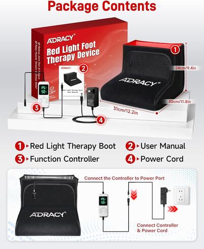 Red Light Therapy for Feet, Dual-Wavelength 160 LEDs Medical-Grade TPU Infrared Light Foot Therapy Device for Ankle Heel Joint Relief, Full Coverage for Neuropathy Support (Black) in Saudi Arabia