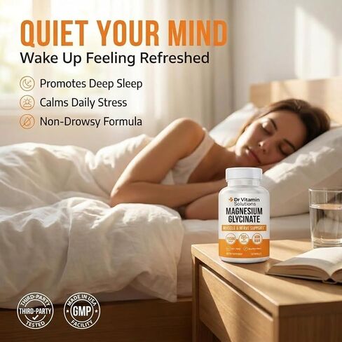 Magnesium Glycinate 200mg High Absorption Chelated Magnesium Supplement for Sleep, Stress, Muscle & Nerve Support, Calm & Relaxation - Vegan, Non-GMO, Gluten & Soy Free - 120 Capsules 4 Month Supply in Saudi Arabia
