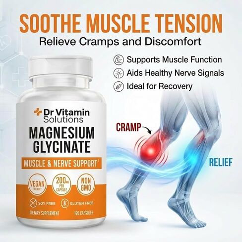 Magnesium Glycinate 200mg High Absorption Chelated Magnesium Supplement for Sleep, Stress, Muscle & Nerve Support, Calm & Relaxation - Vegan, Non-GMO, Gluten & Soy Free - 120 Capsules 4 Month Supply in Saudi Arabia
