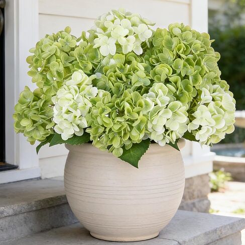 INXUGAO Artificial Flowers Fake Outdoor Hydrangea Bouquets with Long Stems, 3Pcs 18" Faux Green Hydrangeas with Latex Real Touch for Outdoors, Wedding, Baby Shower and Party Decor in Saudi Arabia
