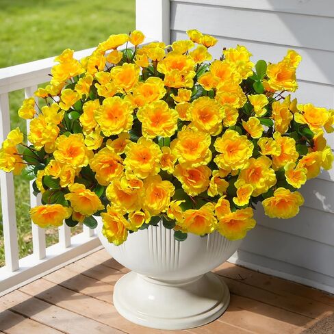 Ouddy Decor 4 Bundles Artificial Flowers for Outdoors, Fake Silk Camellia Flowers Bouquet Realistic UV Resistant Fake Plants for Garden Porch Planter Spring Summer Indoor Outdoor Home Decor, Fuchsia in Saudi Arabia