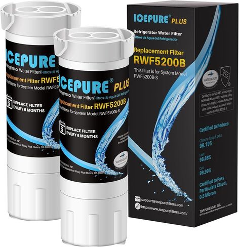 ICEPURE PLUS XWF (𝐍𝐎𝐓 𝐗𝐖𝐅𝐄) NSF53 Certified Replacement for GE XWF (WR17X30702), Applicable models starting with GBE21 GDE21 GDE25 GFE24 GFE26 GNE21 GNE25 GNE27 Refrigerator Water Filter, 2PACK in Kuwait
