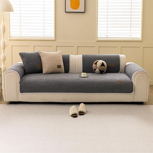 Couch Covers for Sofa, Non Slip Couch Covers for Dogs, Funny Fuzzy Sofa Cover Washable, Non Slip Sofa Slipcovers Furniture Protector for L Shaped(1PC,Dark Grey,36"×71") in Saudi Arabia
