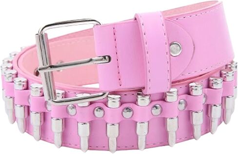Punk Metal Belt Bullet Rivet Gothic Studded Belt Stud Waist Belt Scene Emo Pink Hip Hop Grommet Leather Belts in Saudi Arabia