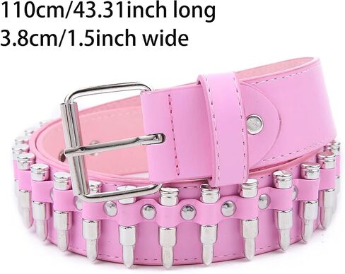 Punk Metal Belt Bullet Rivet Gothic Studded Belt Stud Waist Belt Scene Emo Pink Hip Hop Grommet Leather Belts in Saudi Arabia