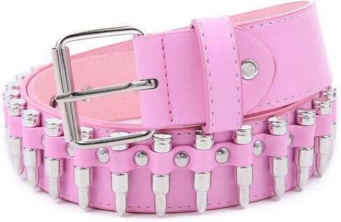 Punk Metal Belt Bullet Rivet Gothic Studded Belt Stud Waist Belt Scene Emo Pink Hip Hop Grommet Leather Belts in Saudi Arabia