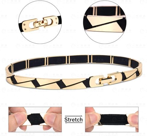 YooAi Womens Dress Belt Skinny Elastic Waist Belt with Gold Buckle for Dresses Jeans Pants Outfit River 88 XL in Saudi Arabia