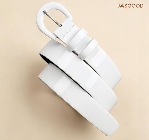 JASGOOD Women Patent Leather Belt for Jeans Pants Vintage 50s Women Belt for Dress,White in Saudi Arabia