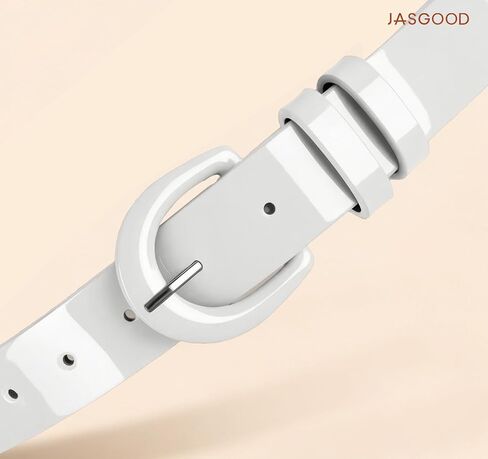 JASGOOD Women Patent Leather Belt for Jeans Pants Vintage 50s Women Belt for Dress,White in Saudi Arabia
