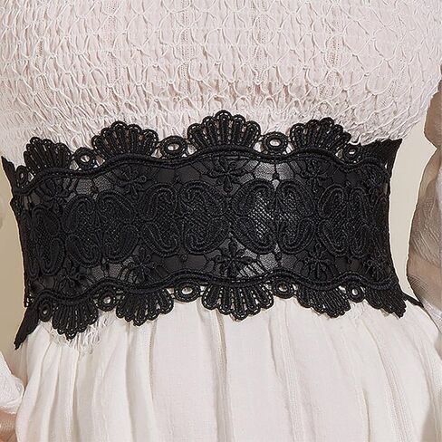 UTOWO Fashion Belt for Women Renaissance Lace Waistband Punk Underbust Wrap Wide Waist Goth Cinch Corset for Halloween Small in Kuwait