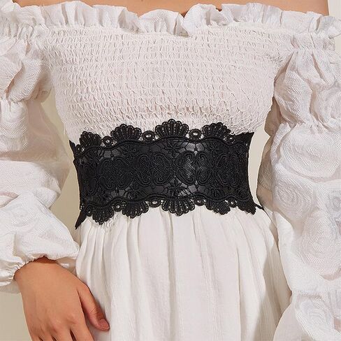 UTOWO Fashion Belt for Women Renaissance Lace Waistband Punk Underbust Wrap Wide Waist Goth Cinch Corset for Halloween Small in Kuwait