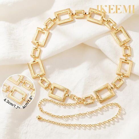 Chain Belt for Women Fashion Metal Waist Chain Adjustable Chunky Link Belly Belt for Dresses Jeans in Saudi Arabia