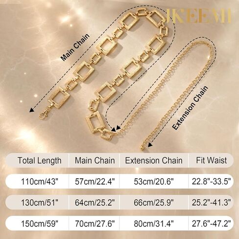 Chain Belt for Women Fashion Metal Waist Chain Adjustable Chunky Link Belly Belt for Dresses Jeans in Saudi Arabia