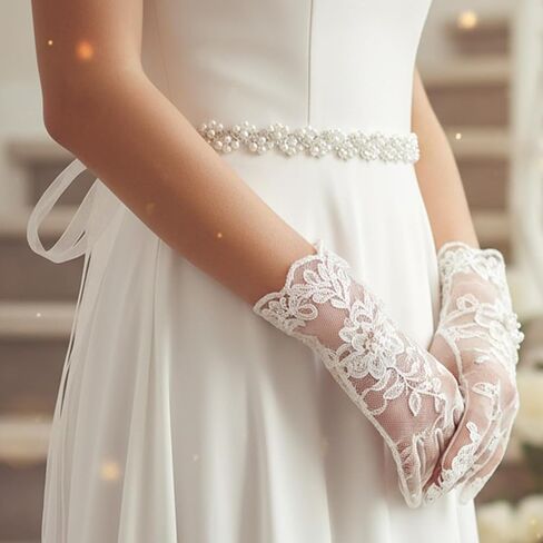 Pearl Bridal Belt - Elegant Beaded Wedding Belt, Pearl Sash for Wedding Dress (White) in Kuwait
