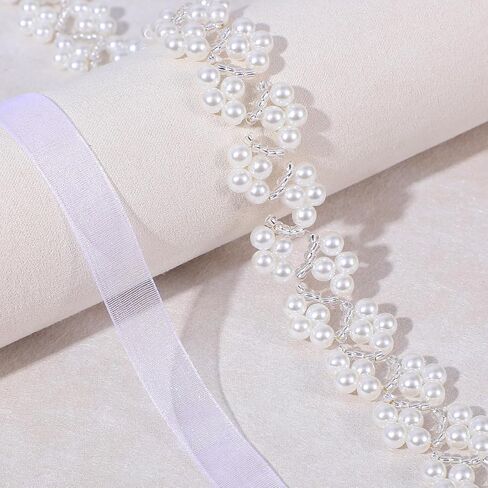Pearl Bridal Belt - Elegant Beaded Wedding Belt, Pearl Sash for Wedding Dress (White) in Kuwait